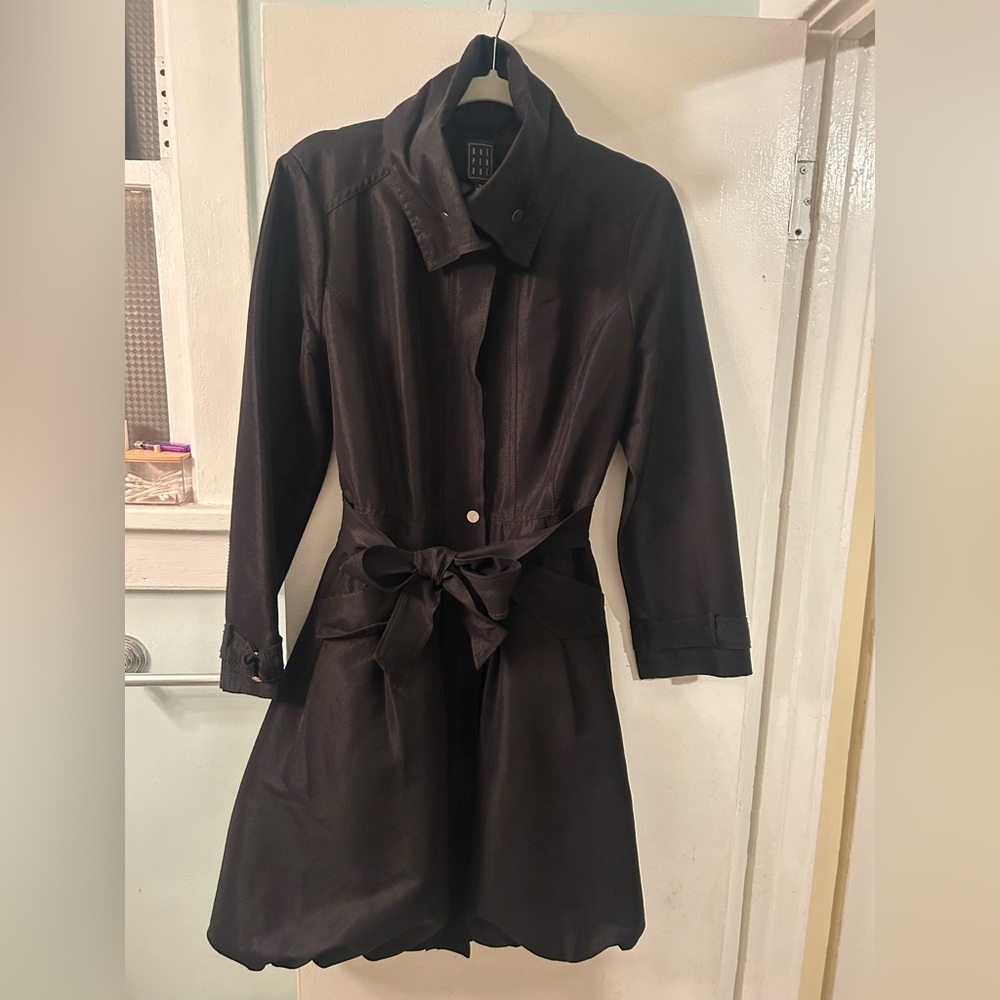 Due Per Due Black Belted Utility Coat – Water-Resistant Feel – Size M